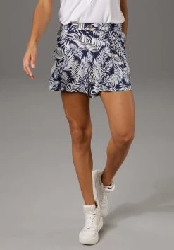 Vivance Gebreide Trui Met Boothals -Dames Winkel aniston casual short met bloemen of bladdessin leuk zijn beide blauw 1