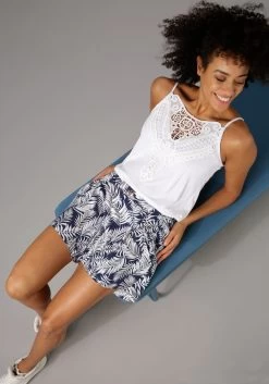 Aniston CASUAL Short Met Bloemen- Of Bladdessin - Leuk Zijn Beide -Dames Winkel aniston casual short met bloemen of bladdessin leuk zijn beide blauw 6