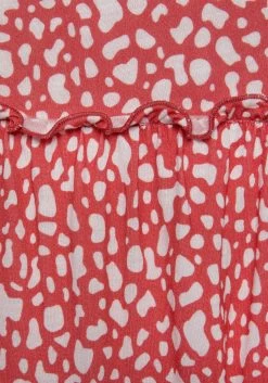 Beachtime Gedessineerde Jurk Met Modieuze Volants -Dames Winkel beachtime gedessineerde jurk met modieuze volants rood 7