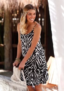 Vivance T-shirt Met Koperkleurige Lurex-strepen (Set Van 2) 34 Vivance T-shirt Met Koperkleurige Lurex-strepen (Set Van 2) -Dames Winkel beachtime strandjurk met dierenprint zwart