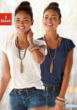 Vivance T-shirt Met Mooie Kolibrie-print (Set Van 2) 33 Vivance T-shirt Met Mooie Kolibrie-print (Set Van 2) -Dames Winkel beachtime t shirt met fijne strepen set van 2 multicolor 9