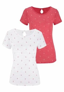 Aniston CASUAL Short In 2 Verschillende Printvarianten -Dames Winkel beachtime t shirt met maritieme ankerprint set van 2 multicolor 8