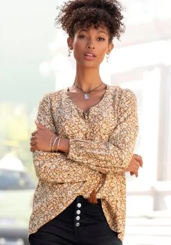 Tamaris Jumpsuit In Culotte-stijl Met Knoopsluiting -Dames Winkel buffalo blouse zonder sluiting met bloemetjesprint bruin 13