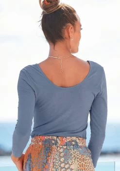 Buffalo Shirt Met Lange Mouwen Met Modieuze Carréhals -Dames Winkel buffalo shirt met lange mouwen met modieuze carrehals blauw 4