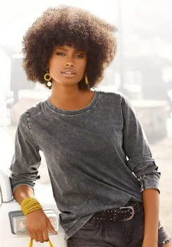 Roxy Triangel-bikinitop Roxy Love The Aloha -Dames Winkel buffalo shirt met lange mouwen met modieuze jeanswassing grijs 4