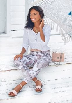 Buffalo Strandshirt Met Borduursel En Kwasten -Dames Winkel buffalo strandshirt met borduursel en kwasten wit 11