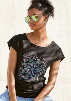 Vivance Jerseyjurk Met Bloemetjesprint 28 Vivance Jerseyjurk Met Bloemetjesprint -Dames Winkel buffalo t shirt met modieuze frontprint zwart