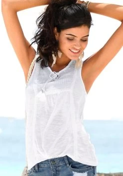 Buffalo Blousejurkje Met Slangenprint -Dames Winkel buffalo tanktop met borduurwerk wit