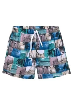 Arena Zwemshort Fundamentals Boy -Dames Winkel buffalo zwemshort met fotoprint in 2 lengten blauw 8