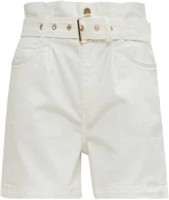 Comma Short Met Riem, Van Elastische Katoen-denim 19 Comma Short Met Riem, Van Elastische Katoen-denim -Dames Winkel comma short met riem van elastische katoen denim wit 4