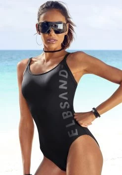 Bruno Banani Badpak In Trendy Animal-print 25 Bruno Banani Badpak In Trendy Animal-print -Dames Winkel elbsand badpak met grote letters zwart 2