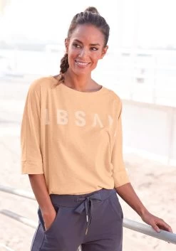 S.Oliver RED LABEL Beachwear Maxi-jurk Met Print All-over -Dames Winkel elbsand shirt met 3 4 mouwen iduna met logoprint oranje