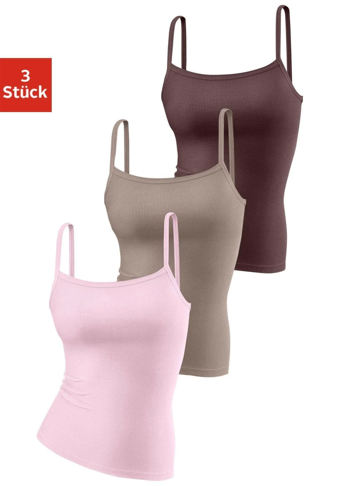 H.I.S Top Met Spaghettibandjes Zonder Zijnaden (Set Van 3) 2 H.I.S Top Met Spaghettibandjes Zonder Zijnaden (Set Van 3) - Image 2