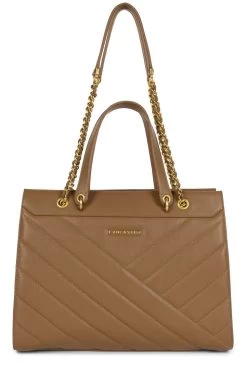 LANCASTER Schoudertas Foulonne Milano Van Hoogwaardig Leer -Dames Winkel lancaster shopper soft matelasse met mooie siernaden bruin 2