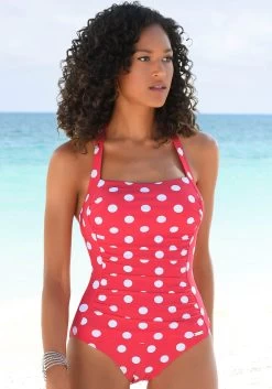 Active By Lascana Highwaist-bikinibroekje Layne Met Contrastkleurige Band -Dames Winkel lascana badpak in stippendesign met een modellerend effect rood 1