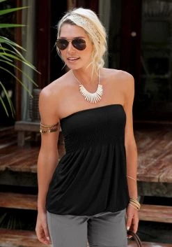 Only Zomerrok ONLSTAR LIFE FIA MAXI SKIRT PTM -Dames Winkel lascana bandeautop met brede smokinzet zwart 4