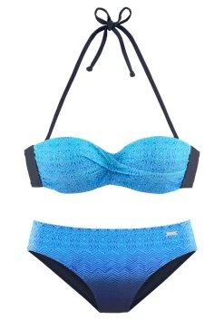 Vivance T-shirt (set, Set Van 2) -Dames Winkel lascana beugelbikini in bandeaumodel met verloop blauw 1