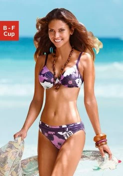 Beachtime Strandjurk Met Print All-over -Dames Winkel lascana beugelbikini met bloemenprint paars