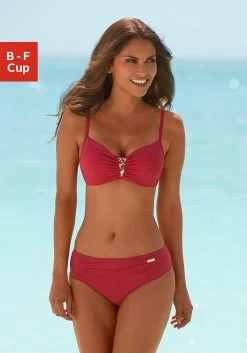 Sunseeker Highwaist-bikinibroekje Modern Met Een Bloemmotief -Dames Winkel lascana beugelbikini met paillettengarnering rood 2