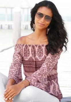 Vivance Jerseyjurk Met Bloemetjesprint 27 Vivance Jerseyjurk Met Bloemetjesprint -Dames Winkel lascana blouse met carmenhals met print all over roze