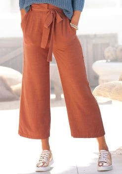 Lady Blouse Met Carmenhals -Dames Winkel lascana culotte van zachte twill met een bindceintuur oranje 4
