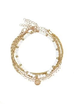 BASEFIELD Zonnebril -Dames Winkel lascana enkelkettinkje met hanger en glaskralen 3 delig goud