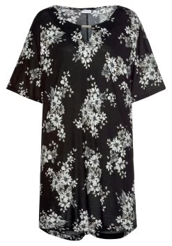 Buffalo Tricotjurk -Dames Winkel lascana lang shirt met stijlvolle bloemenprint zwart