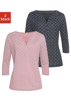 Vivance Gebreide Trui Met Opgestikte Plastic Kralen 29 Vivance Gebreide Trui Met Opgestikte Plastic Kralen -Dames Winkel lascana shirt met 3 4 mouwen met kleine schouderrimpeling set set van 2 roze