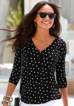 Vivance Top Met Spaghettibandjes Met Opgestikte Knopenlijst (Set Van 2) -Dames Winkel lascana shirt met 3 4 mouwen met schouderrimpeling set van 2 zwart 2