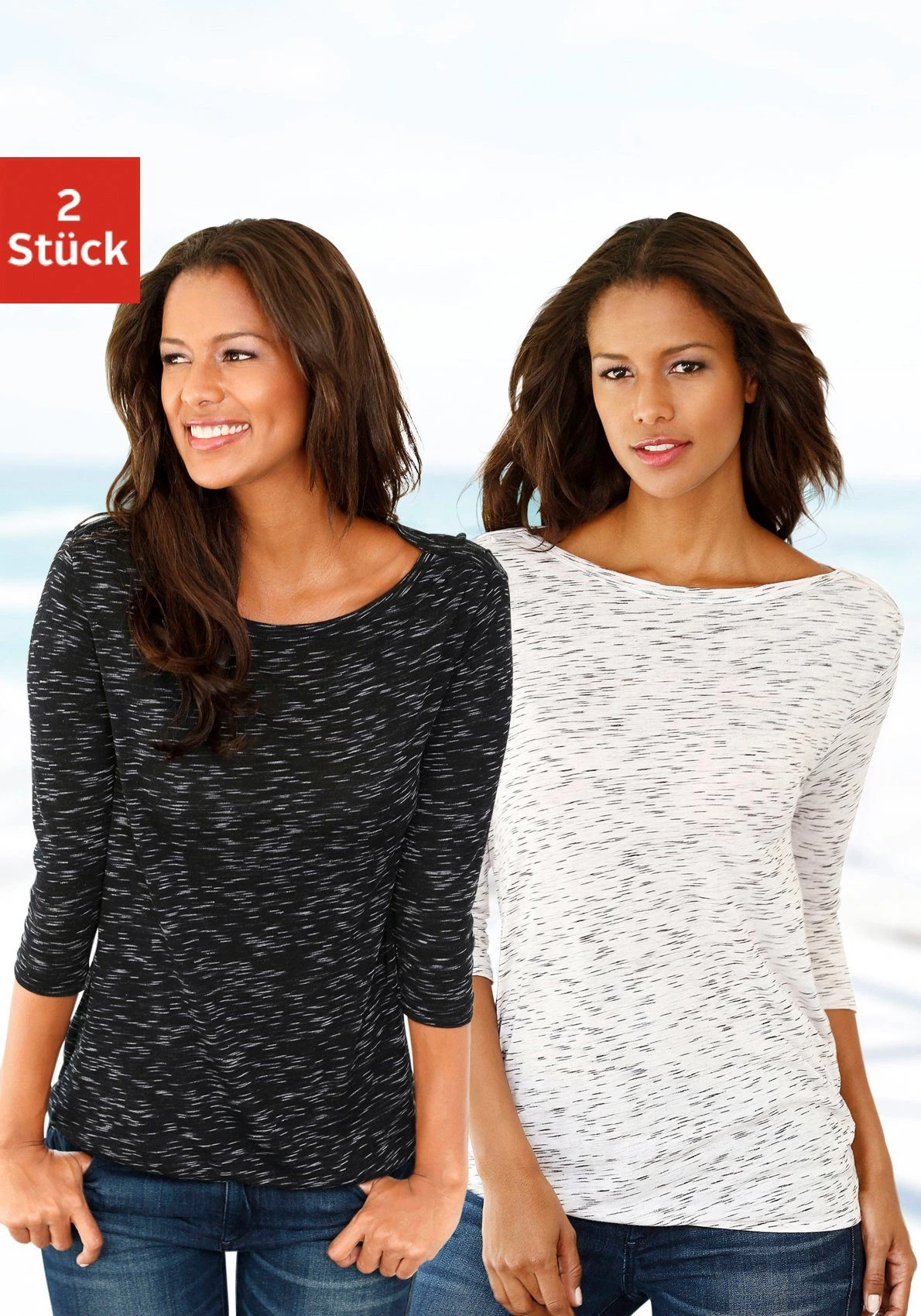 Vivance Shirt Met 3/4-mouwen Met Gouden Knoopdetail Bij De Hals (Set Van 2) 10 Vivance Shirt Met 3/4-mouwen Met Gouden Knoopdetail Bij De Hals (Set Van 2) - Afbeelding 10