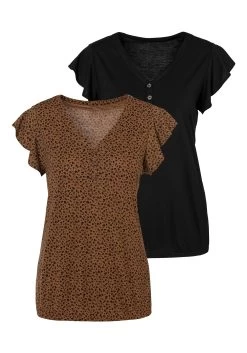 Vivance T-shirt Met Een Cut-out En Fijne Plooi In De Nek (Set Van 2) -Dames Winkel lascana shirttop met kapmouwtjes set 2 delig set van 2 set van 2 zwart 3