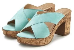 KangaROOS Triangelbikini Met Batikdesign -Dames Winkel lascana slippers van leer met blokhak blauw 2
