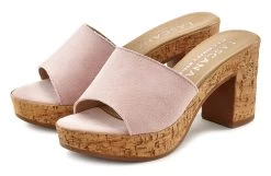 Vivance Tanktop Met Modieuze Goud-print (Set Van 2) -Dames Winkel lascana slippers van leer met comfortabele blokhak in kurk look roze