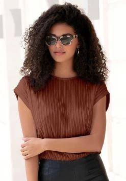 KangaROOS Triangelbikini Met Batikdesign -Dames Winkel lascana t shirt met gestructureerde materiaal bruin 1