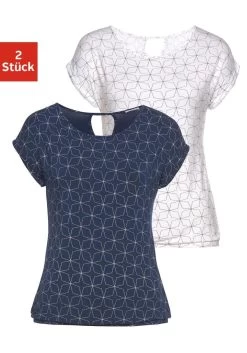 Beachtime Jerseyrok 23 Beachtime Jerseyrok -Dames Winkel lascana t shirt met kleine cut out in de nek set van 2 blauw 4