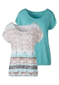 Bench. Gebreide Trui Met Een Capuchon -Dames Winkel lascana t shirt met luxueuze mouwverwerking set van 2 blauw 4