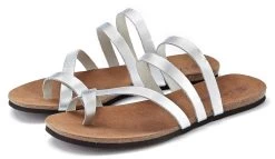 Beachtime 29 Beachtime -Dames Winkel lascana teenslippers van leer in metallic look zilver