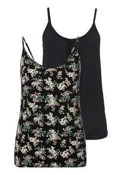 Vivance T-shirt Met Zilverkleurige Glitterstippen -Dames Winkel lascana top met spaghettibandjes met een mooi bloemdessin set van 2 multicolor 1