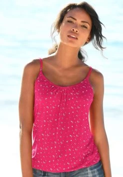 Buffalo Strandtop Met Inzet Bovenaan -Dames Winkel lascana top met spaghettibandjes met iets aangerimpelde hals set van 2 roze 1