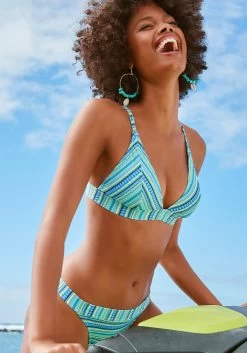Vivance Ajourtrui Met Opstaande Kraag -Dames Winkel lascana triangelbikini met glinsterende strepen blauw 1