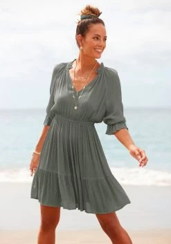 Beachtime T-shirt Met Quote-frontprint "palmtree" -Dames Winkel lascana zomerjurk van crepe groen 4