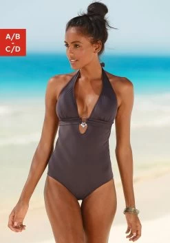 S.Oliver RED LABEL Beachwear Badpak Met Trendy Ruches -Dames Winkel soliver red label beachwear badpak met accessoires bruin 5