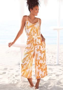 Vivance Midi-jurk Met Bloemetjesprint 25 Vivance Midi-jurk Met Bloemetjesprint -Dames Winkel soliver red label beachwear jumpsuit in culotte stijl met print all over wit 1