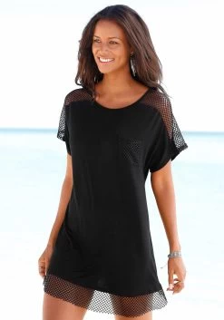 BASEFIELD Retro-zonnebril -Dames Winkel soliver red label beachwear lang shirt met mesh inzetten zwart 7