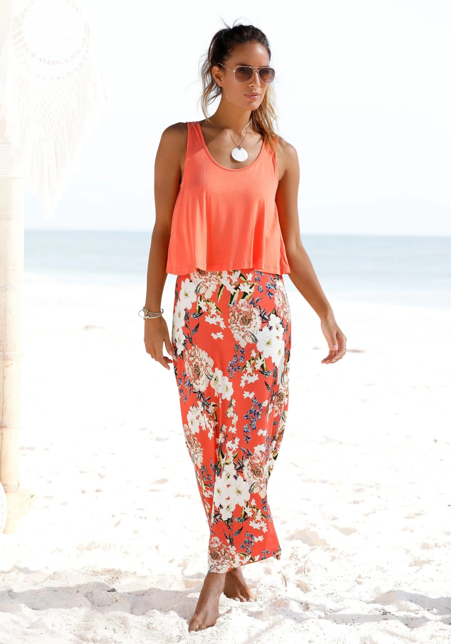 S.Oliver RED LABEL Beachwear Maxi-jurk In Laagjes-look 1 S.Oliver RED LABEL Beachwear Maxi-jurk In Laagjes-look