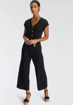 Tamaris Jumpsuit In Culotte-stijl Met Knoopsluiting -Dames Winkel tamaris jumpsuit in culotte stijl met knoopsluiting zwart 12