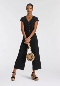 Tamaris Jumpsuit In Culotte-stijl Met Knoopsluiting -Dames Winkel tamaris jumpsuit in culotte stijl met knoopsluiting zwart 15