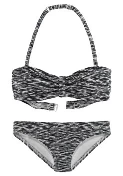 Buffalo Triangelbikini Lux Kids Met Abstracte Print -Dames Winkel venice beach bandeaubikini in gemeleerde look zwart 5