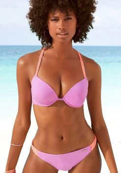 Elbsand Triangelbikini Met Merkopschriften In Contrastkleur -Dames Winkel venice beach push upbikinitop anna achter te strikken paars 1