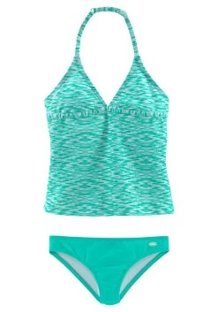 Buffalo Triangelbikini Lux Kids Met Abstracte Print -Dames Winkel venice beach tankini in gemeleerde look groen 1